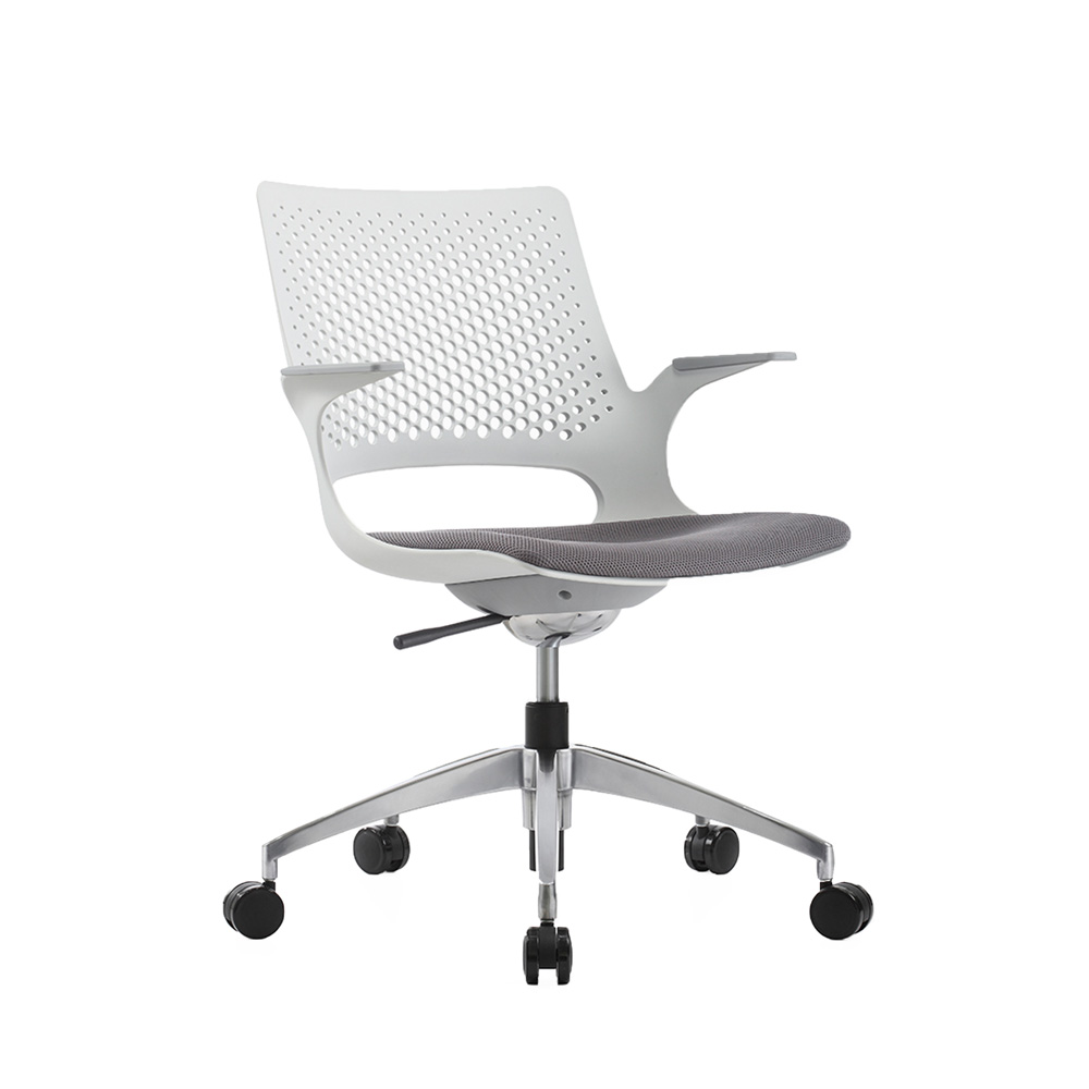 cadeira SN de reunião branca encosto em polipropileno e assento estofado móveis riccó