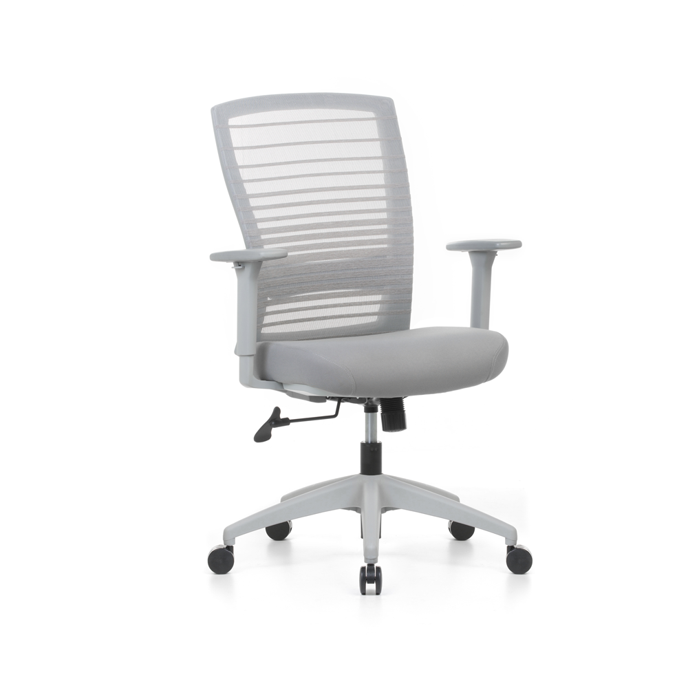 Cadeira HS Riccó para escritório na cor cinza com assento estofado e encosto em tela