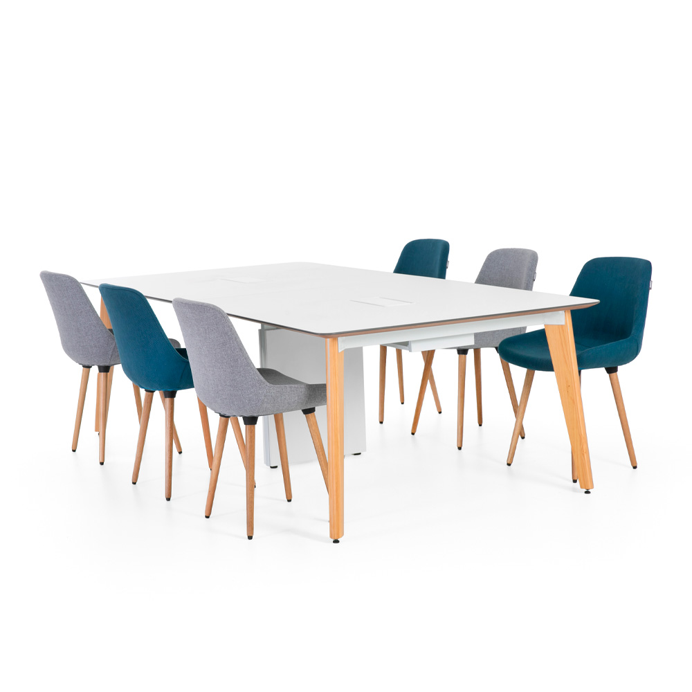 mesa de reunião retangular linha ofis pé de madeira maciça móveis riccó
